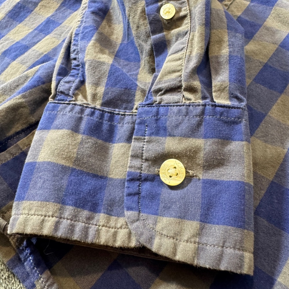 J.Crew Mens Shirt Large Button Up Slim Fit Blue Grey Buffalo Check Plaid Cotton - Picture 5 of 7
